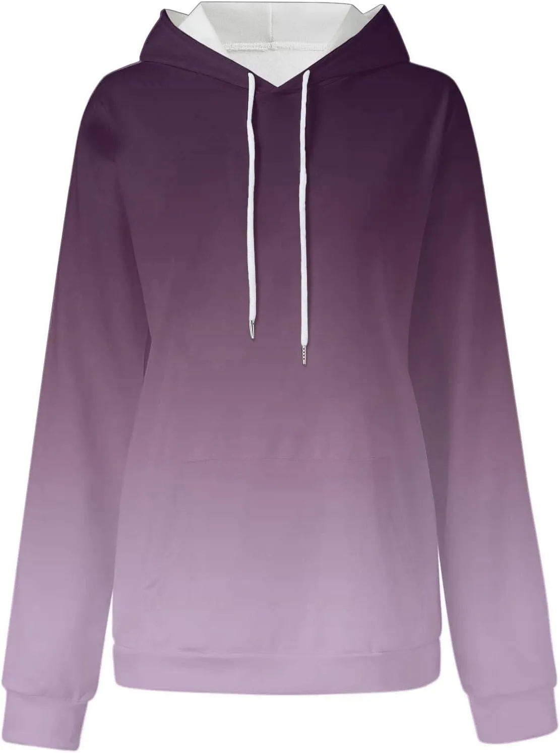 maisdgop Hoodies for Women Drawstring Pullover with Pocket Gradient Print Oversized Sweatshirt Casual Crewneck Hooded Tops
