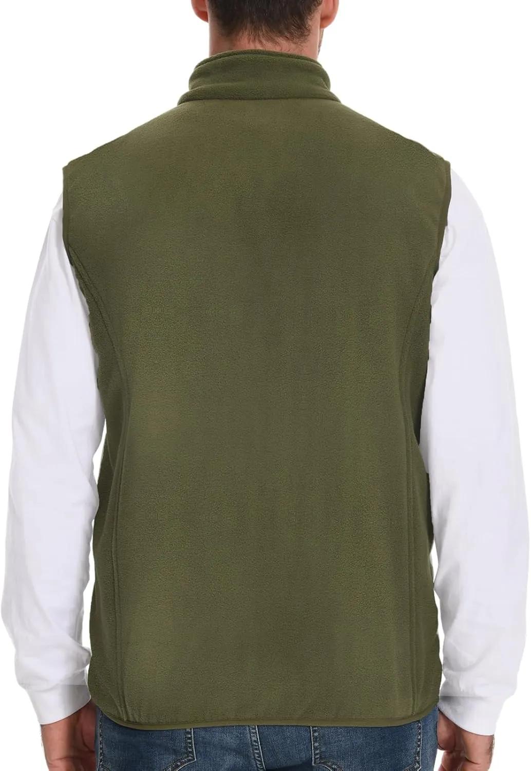 Mans Fleece Vest Full-Zip Outerwear Lightweight Sleeveless Jacket With Zipper Pockets