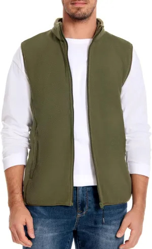 Mans Fleece Vest Full-Zip Outerwear Lightweight Sleeveless Jacket With Zipper Pockets