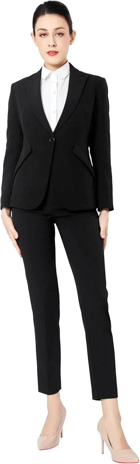 Marycrafts Women's Blazer Pant Suits Set Business Professional Workwear Suit