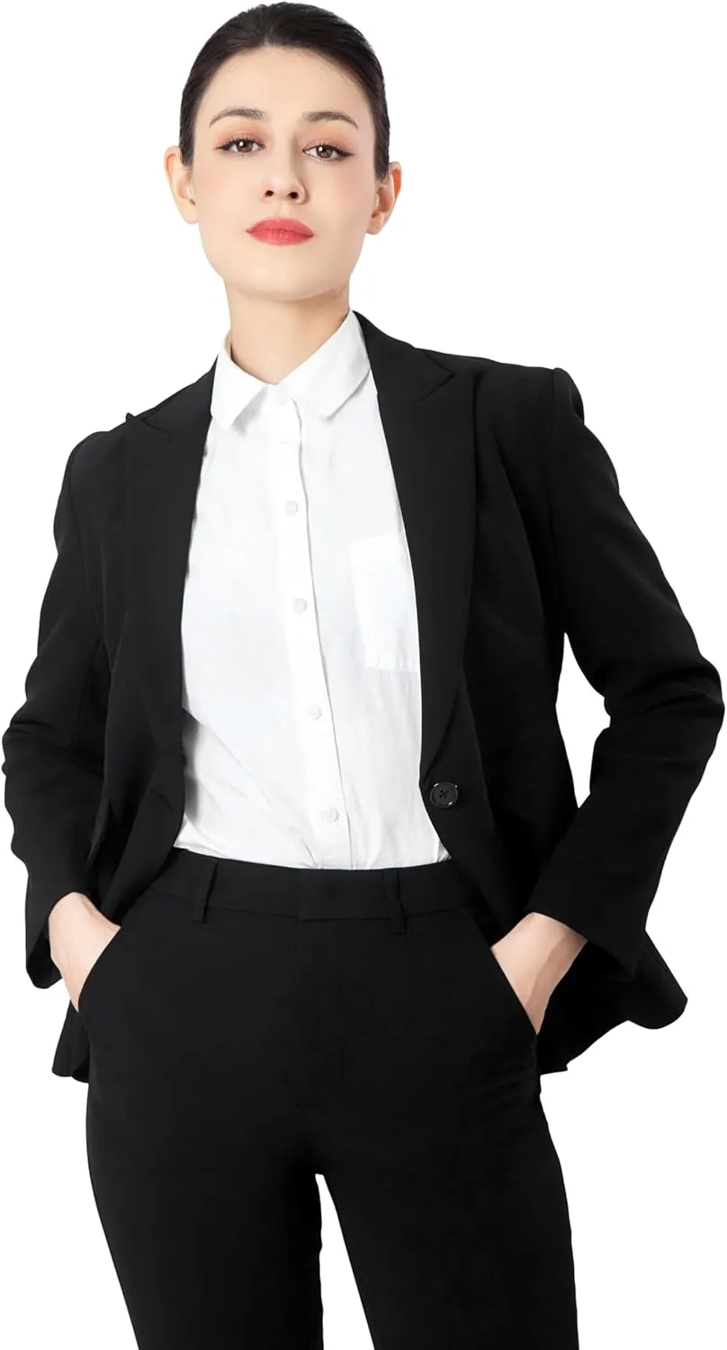Marycrafts Women's Blazer Pant Suits Set Business Professional Workwear Suit