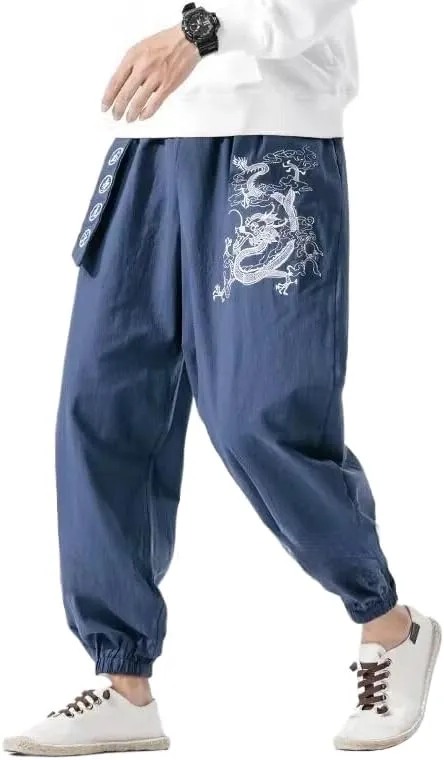 Men Chinese Style Harem Pants Sports Casual Trousers Streetwear Pants
