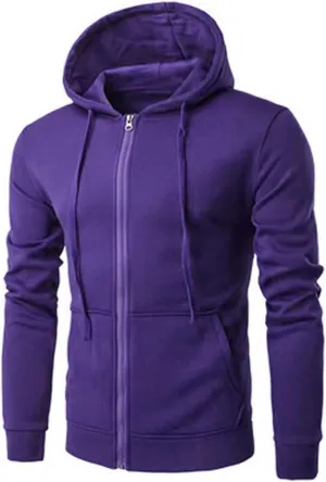 Men Fall Fashion Sweatshirts Long Sleeve Solid Color Hoodies Sweatshirt Full Zipper Drawstraing Jacket with Pockets