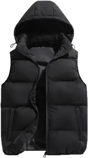 Men Thicken Cotton Padded Vest Sleeveless Vest Jacket Coat Detachable Hooded Vest Coat