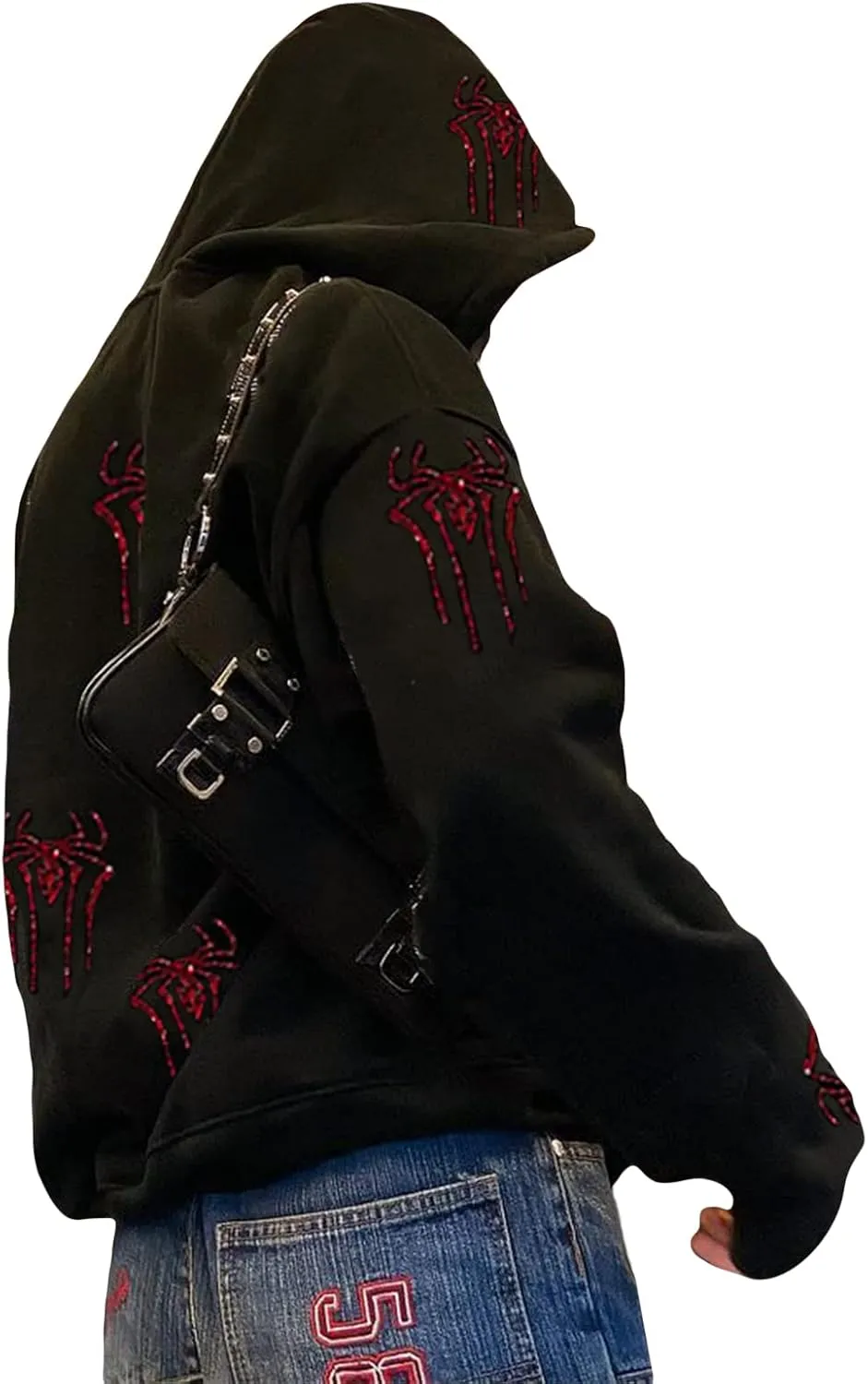 Men Womens Skeleton Zip Up Hoodie Y2k Oversized Rhinestone Skull Hooded Graphic Sweatshirt Thin Aesthetic Jackets