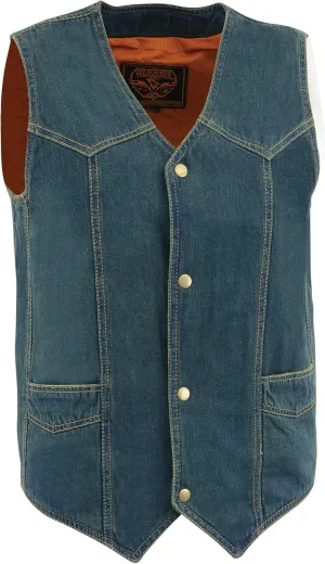 Men's 100% Cotton Basic Denim Vest 5X (64) Blue