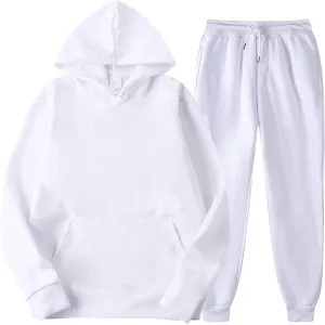 Men's 2 Piece Sweatsuit Set Long Sleeve Solid Sweatshirts Drawstring Jogger Sweatshirt and Sweatpants Suit