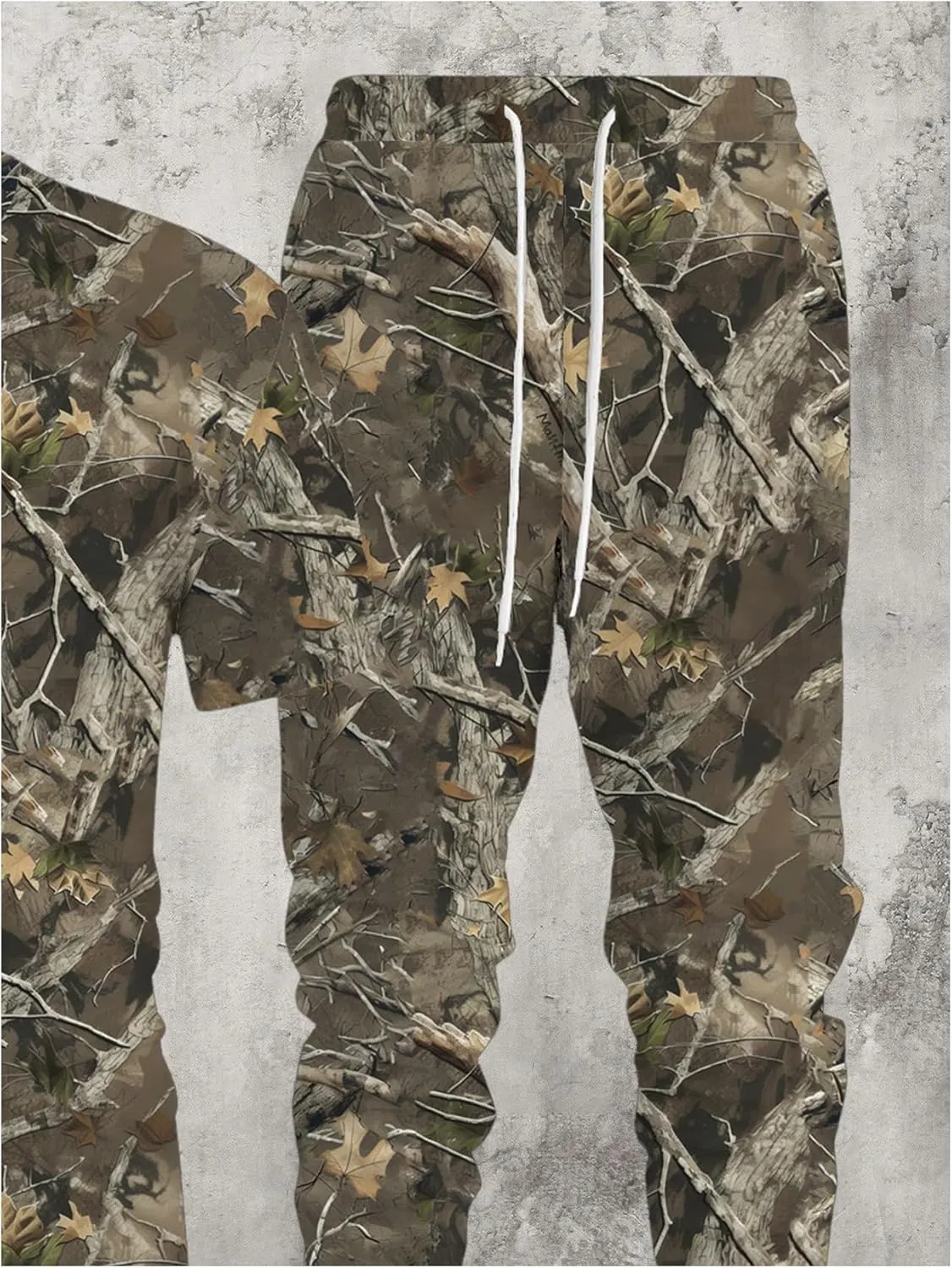 Men's 2 Piece Track Suit Set Short Sleeve Camo Shirts and Drawstring Waist Jogger Pants Matching Set