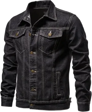 Mens Denim Jacket, Men'S Casual Workwear Long Sleeve Lapel Collar Denim Jacket Loose Multi Pocket Coat