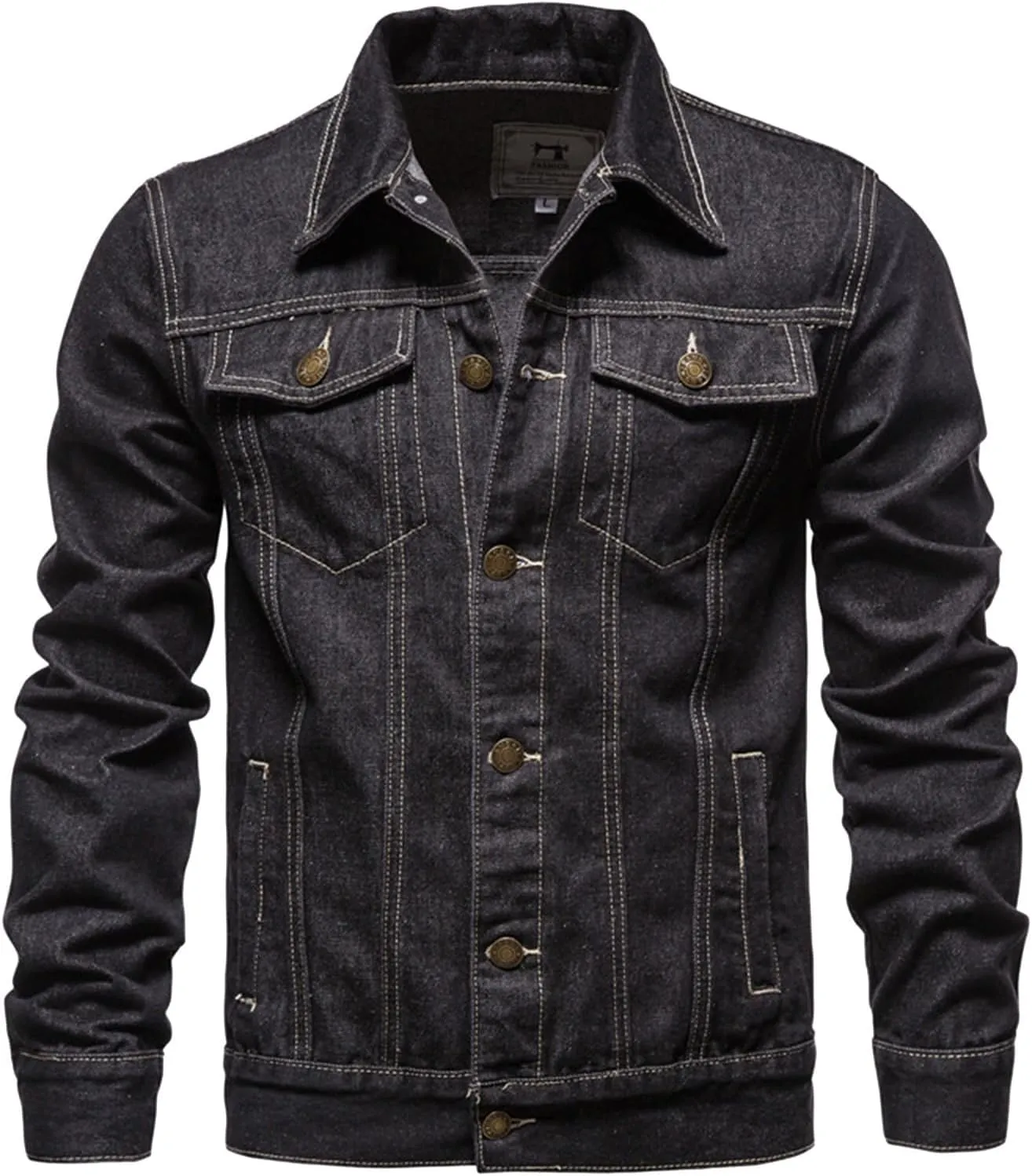 Mens Denim Jacket, Men'S Casual Workwear Long Sleeve Lapel Collar Denim Jacket Loose Multi Pocket Coat