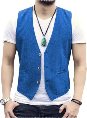 Men's Formal Fashion Dress Vest Regular Fit Lightweight Waistcoat Groomsmen Vest for Beach Wedding