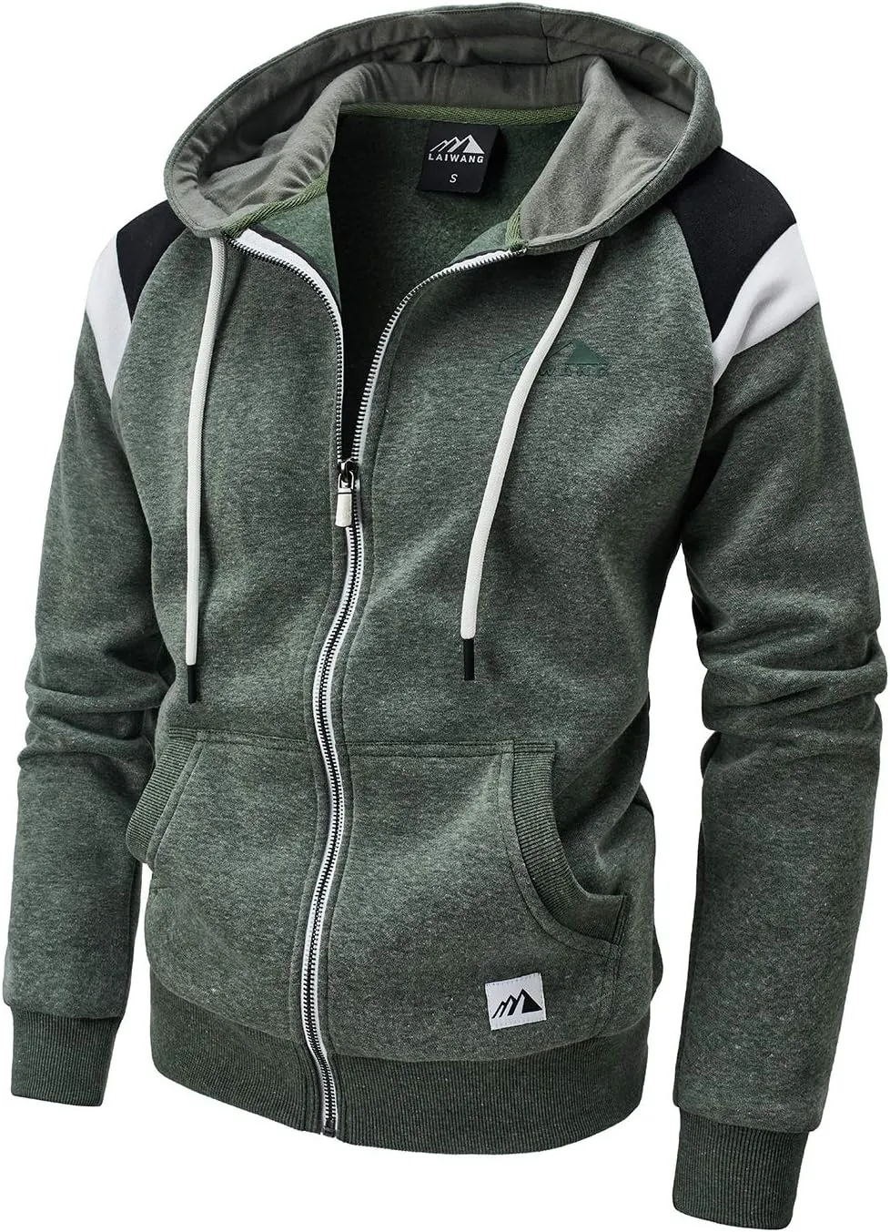 Men's Full Zip Fleece Hoodie zippered Color Block hooded slim Fit Long Sleeve Lightweight Sweatshirt