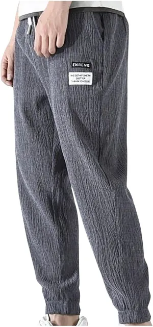 Men's Harem Drawstring Pants Japanese Casual Elastic Waist Baggy Trouser Hippie Yoga Pants with Pocket