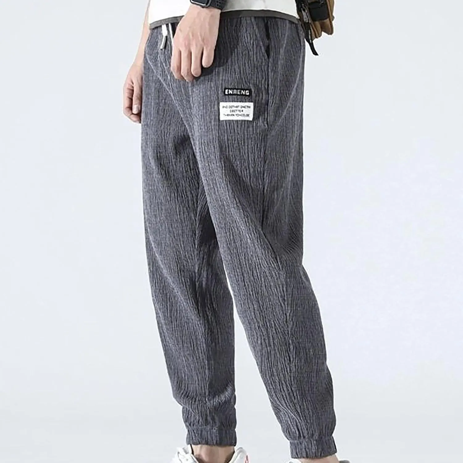 Men's Harem Drawstring Pants Japanese Casual Elastic Waist Baggy Trouser Hippie Yoga Pants with Pocket