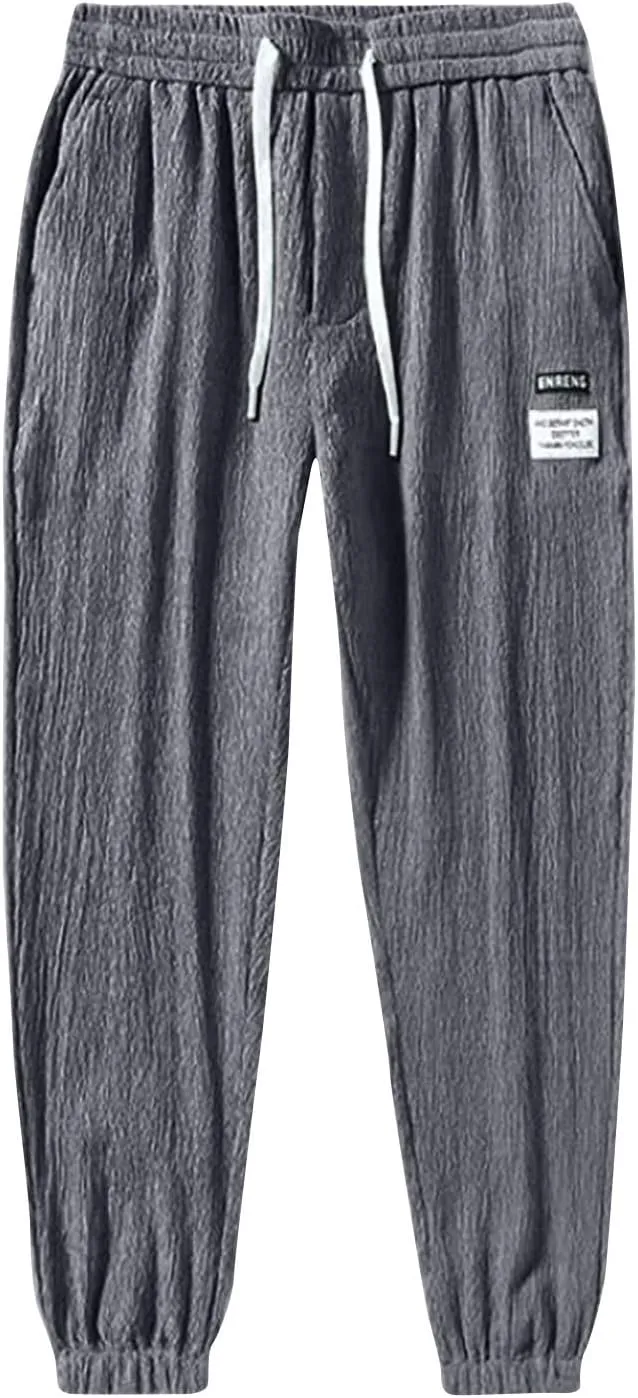 Men's Harem Drawstring Pants Japanese Casual Elastic Waist Baggy Trouser Hippie Yoga Pants with Pocket