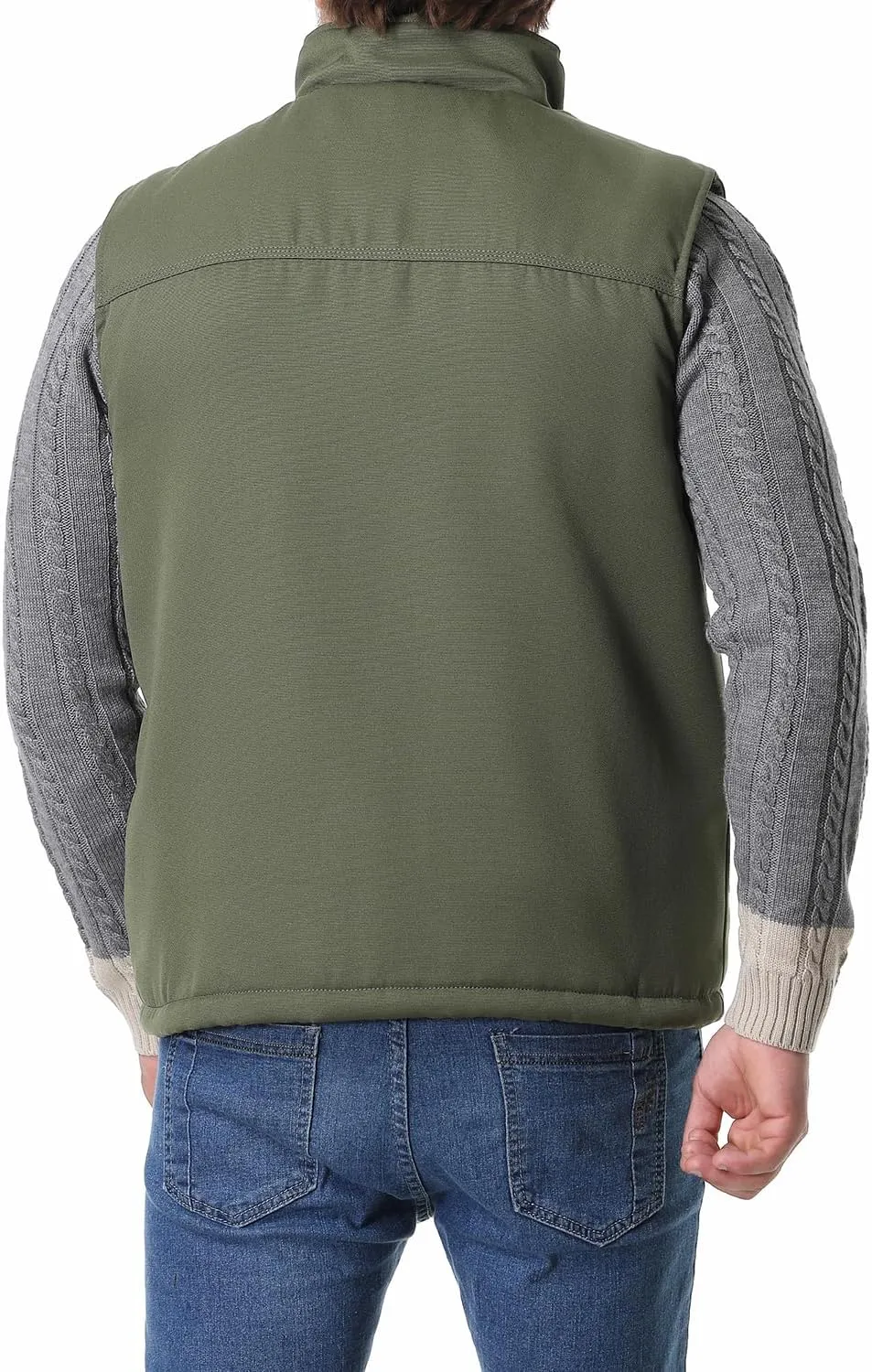 Men's Loose Fit Workwear Vest Fleece-Lined Durability Waterproof Mock-Neck Vest