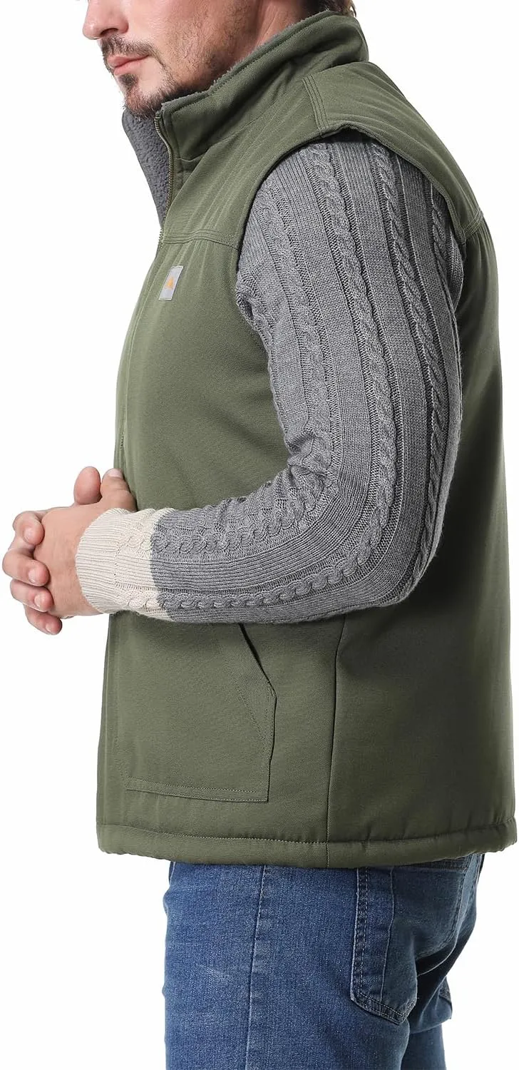 Men's Loose Fit Workwear Vest Fleece-Lined Durability Waterproof Mock-Neck Vest