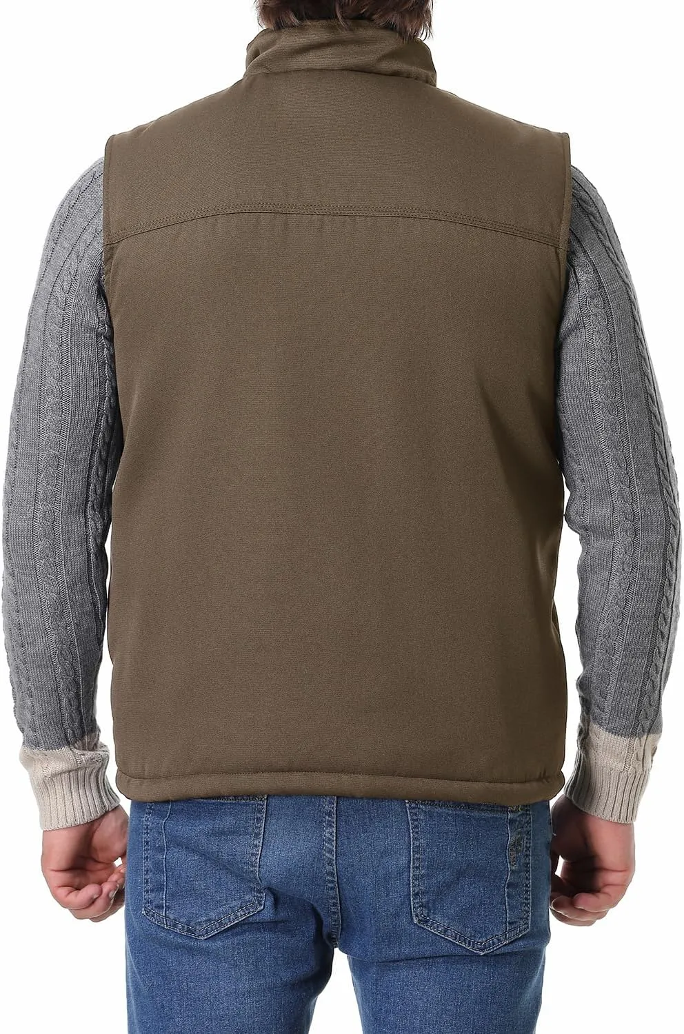 Men's Loose Fit Workwear Vest Fleece-Lined Durability Waterproof Mock-Neck Vest