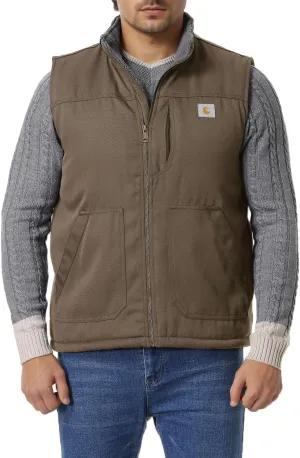Men's Loose Fit Workwear Vest Fleece-Lined Durability Waterproof Mock-Neck Vest