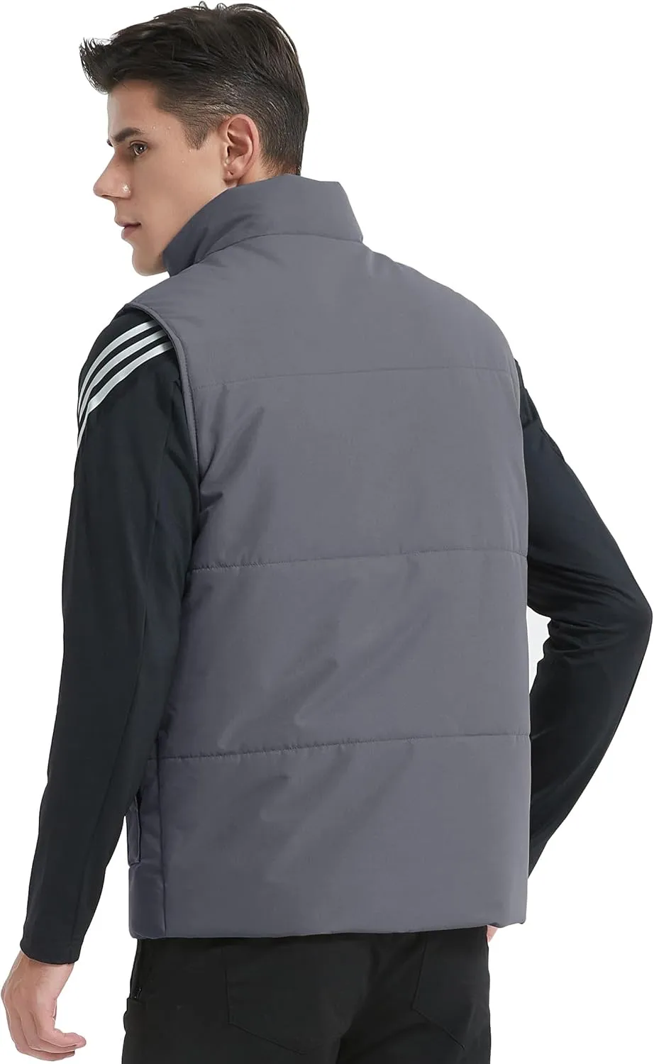 Men's Padded Puffer Vest Outdoor Water-Resistant Winter Vest for Men With 11 Cargo Pockets