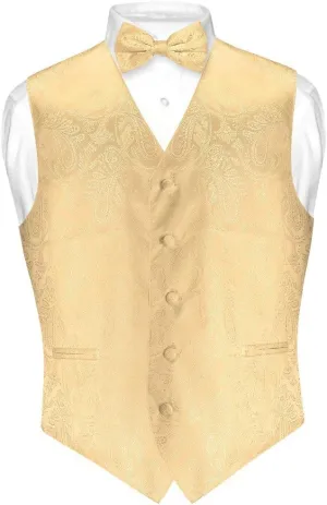 Men's Paisley Design Dress Vest & Bow Tie SILVER Grey Color BOWTie Set