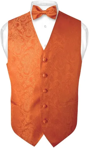 Men's Paisley Design Dress Vest & Bow Tie SILVER Grey Color BOWTie Set