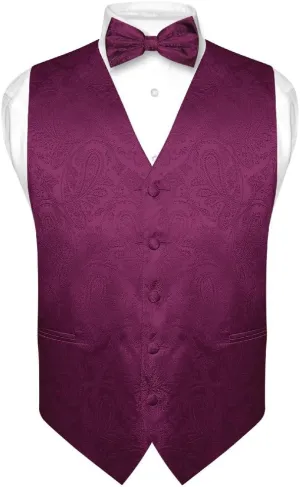 Men's Paisley Design Dress Vest & Bow Tie SILVER Grey Color BOWTie Set