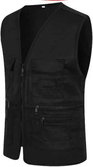 Men's Running Vest Outerwear Travel Fishing Utility Safari Vest with Pockets Outdoor Sleeveless Jacket for Golf