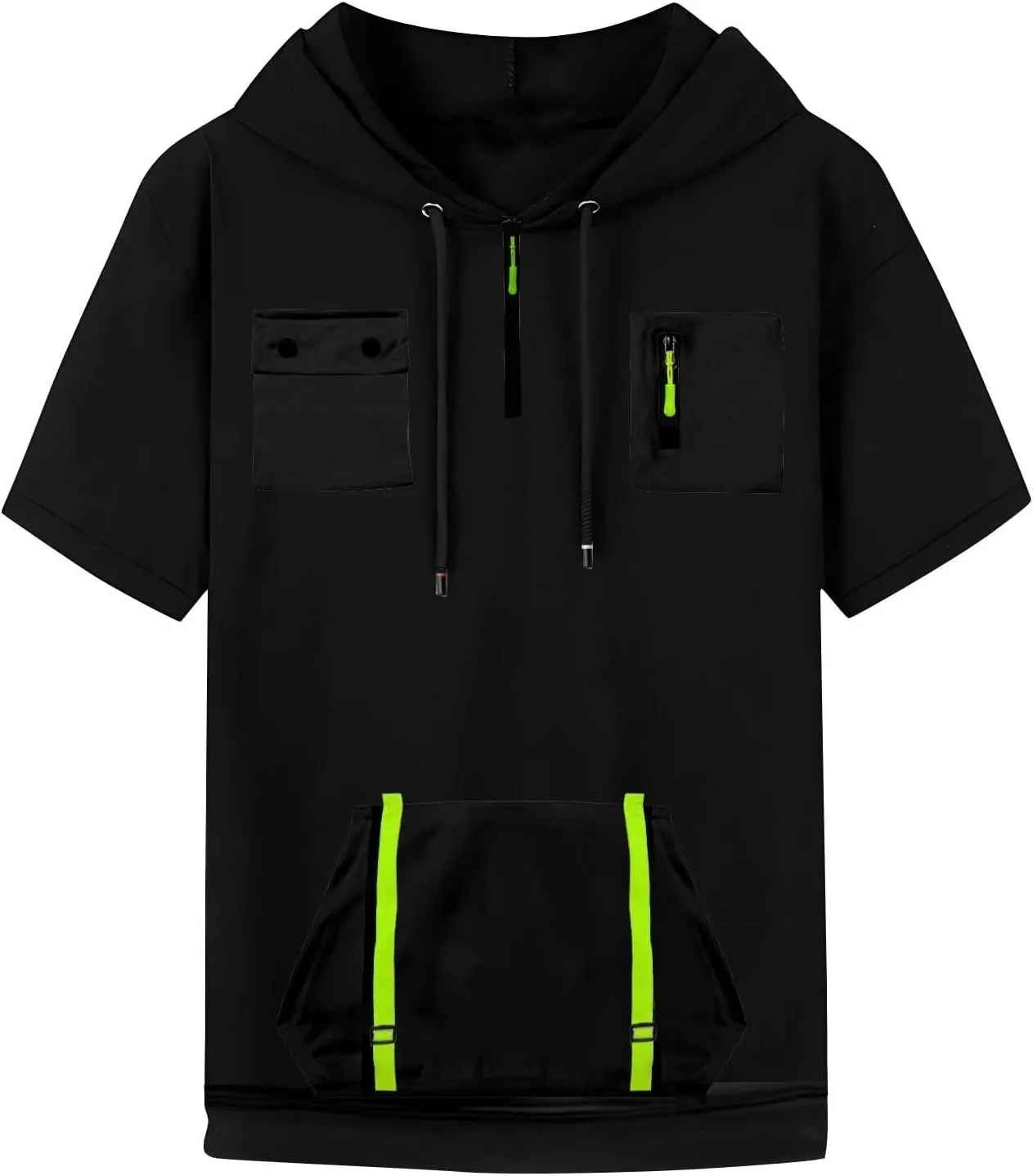 Mens Shirts Hoodies for Men Short Sleeve Quarter Zip Hoodie Tops Lightweight Oversized Hooded Tshirts with Pocket