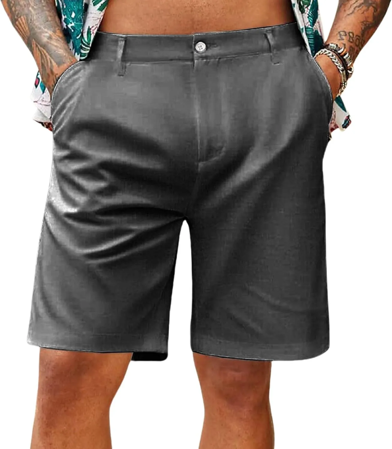 Mens Stretch Golf Shorts Slim-Fit Quick Dry Work Casual Short Pants Fashion Lightweight Flat Front Chino Dress Shorts