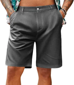 Mens Stretch Golf Shorts Slim-Fit Quick Dry Work Casual Short Pants Fashion Lightweight Flat Front Chino Dress Shorts