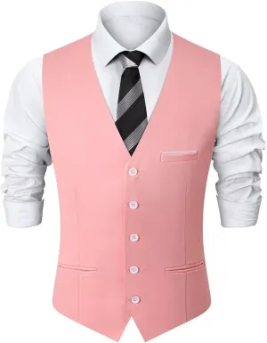 Mens Suit Vest, Business Formal Dress Vest for Men Solid Slim Fit Waistcoat, S-3XL