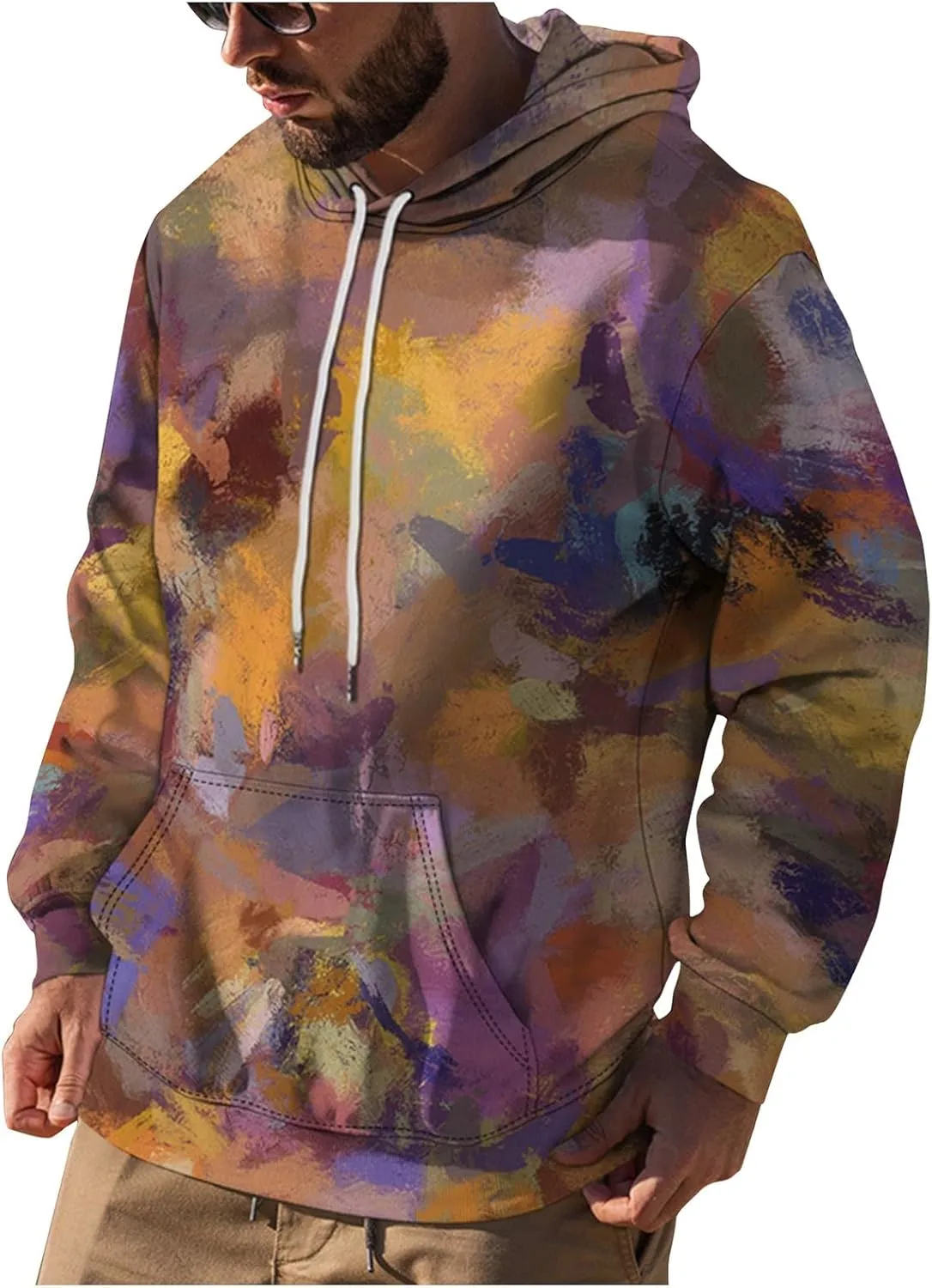 Men's Sweatshirt Plus Size Long Sleeve Hooded Pullover Printed 2024 Fashion Casual Loose Fit Hoodies