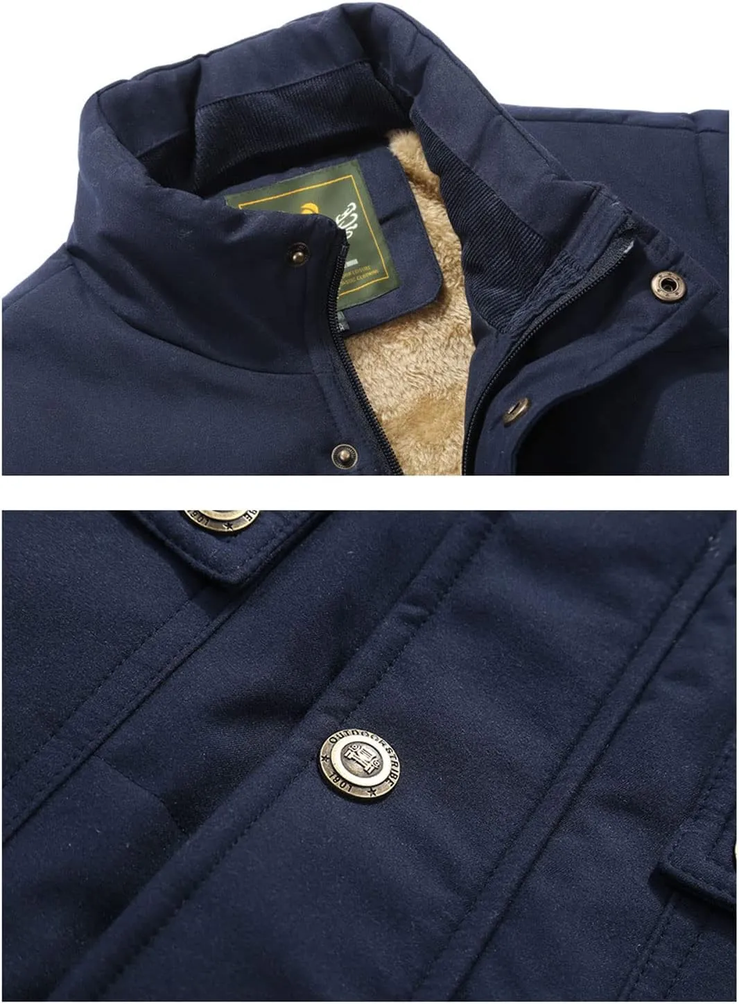 Men's Winter Warm Outdoor Padded Puffer Vest Thick Fleece Lined Sleeveless Jacket