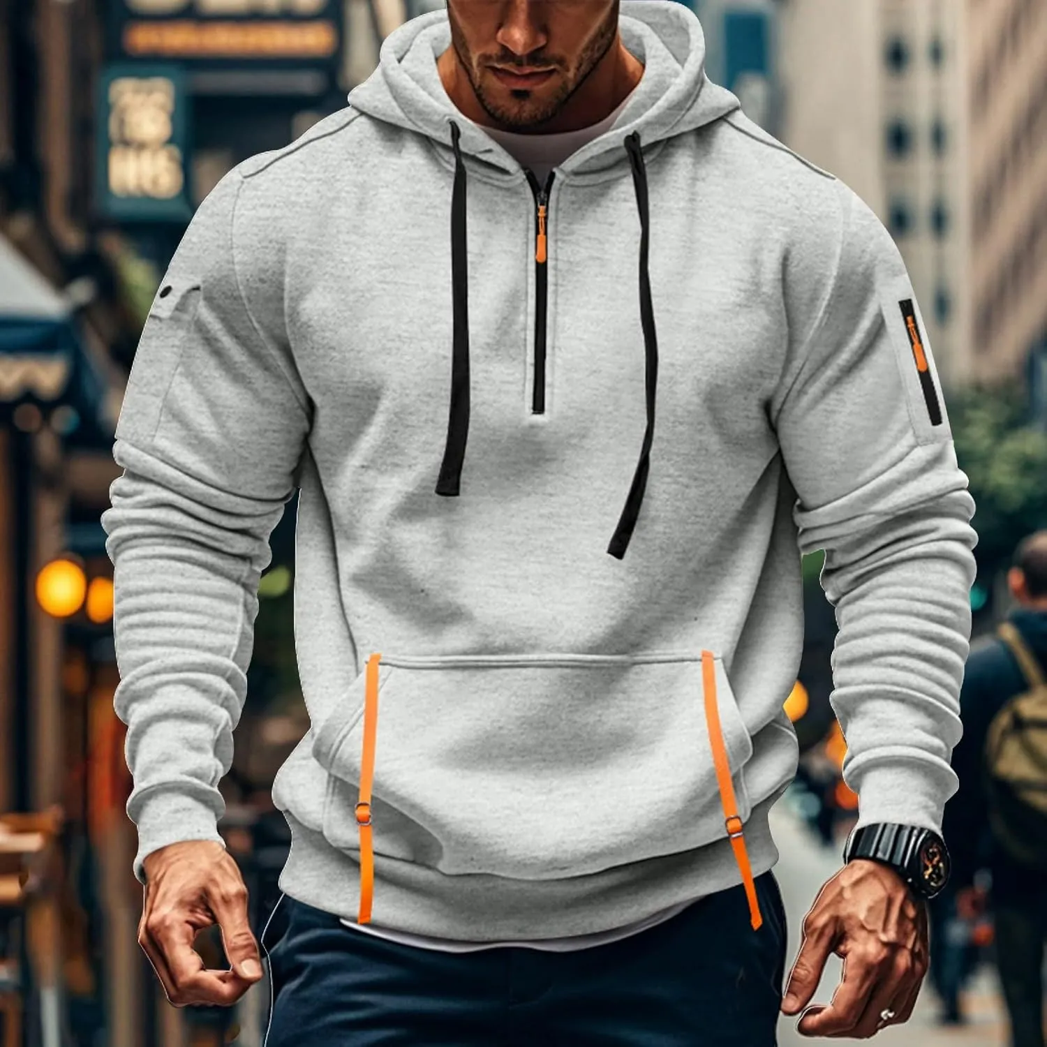 Mens Zip Up Hoodies With Pocket Casual Fashion Long Sleeve Graphic Oversized Pullover Sweatshirts