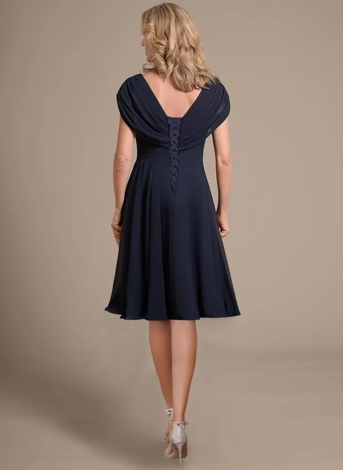 Miao Duo Half Sleeve Mother of The Bride Dresses for Women Wedding Ruffle A Line Chiffon Formal Evening Dress YZTS244