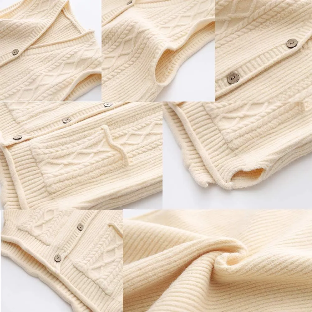 Minibee Women's Sweater Vest Casual Sleeveless Cardigan V-Neck Button Down Vest with Pockets