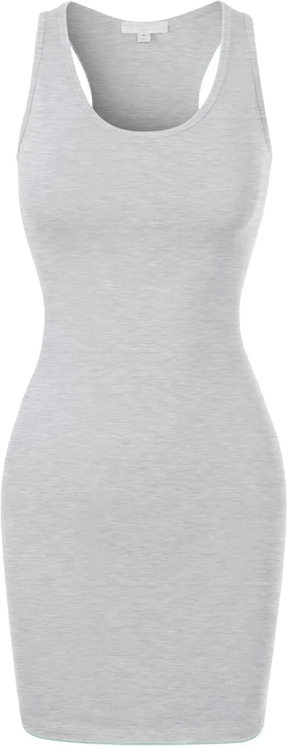 MixMatchy Women's Summer Casual Basic Bodycon Scoop Neck Tank Mini Dress
