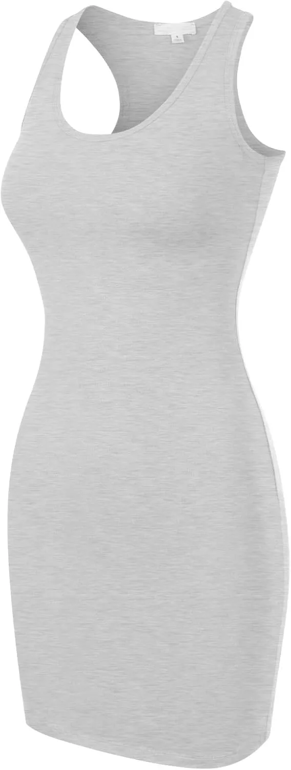 MixMatchy Women's Summer Casual Basic Bodycon Scoop Neck Tank Mini Dress