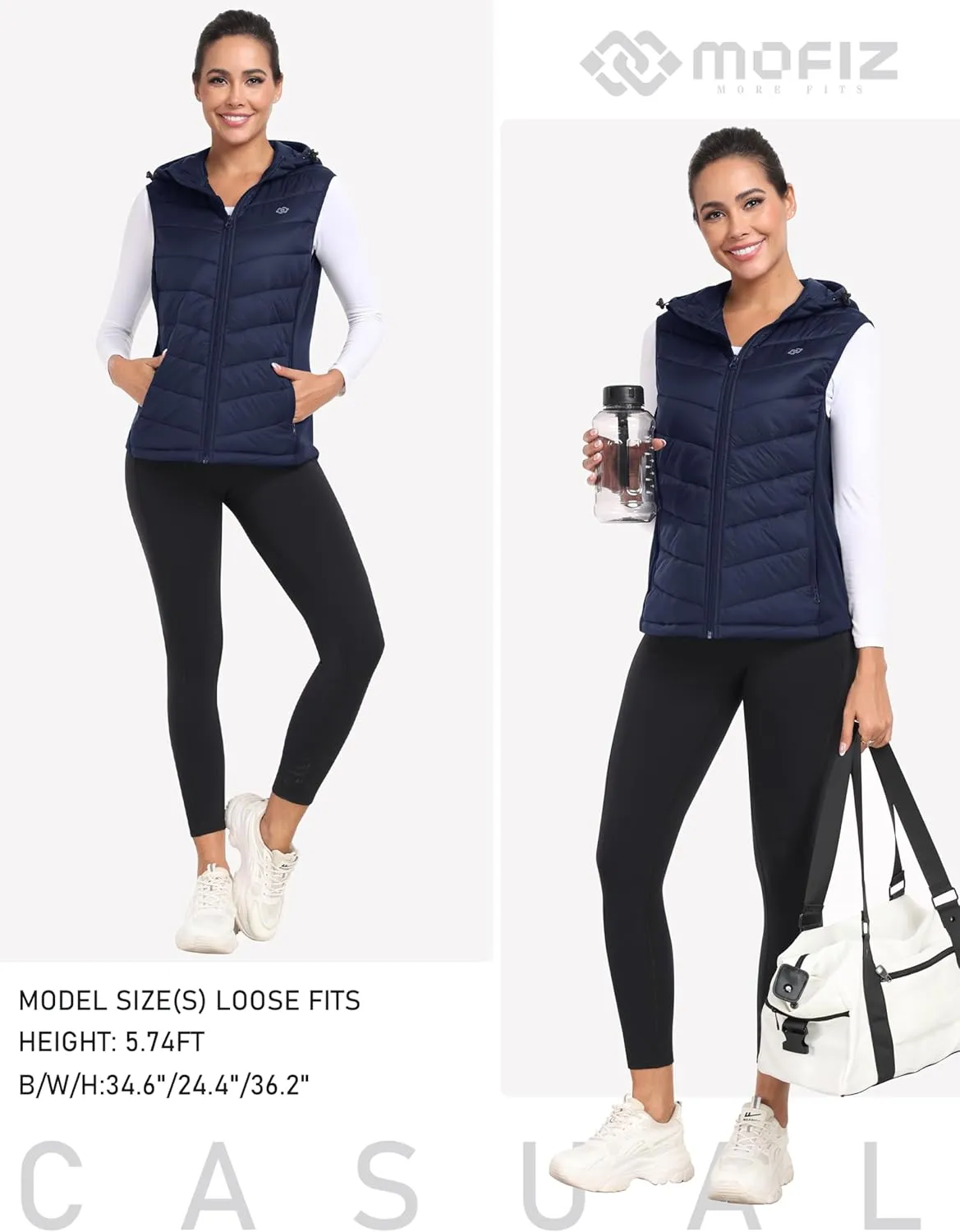 MoFiz Womens Puffer Softshell Vest Hooded Lightweight Insulated Hybrid Down Jacket Full Zip Running Vest