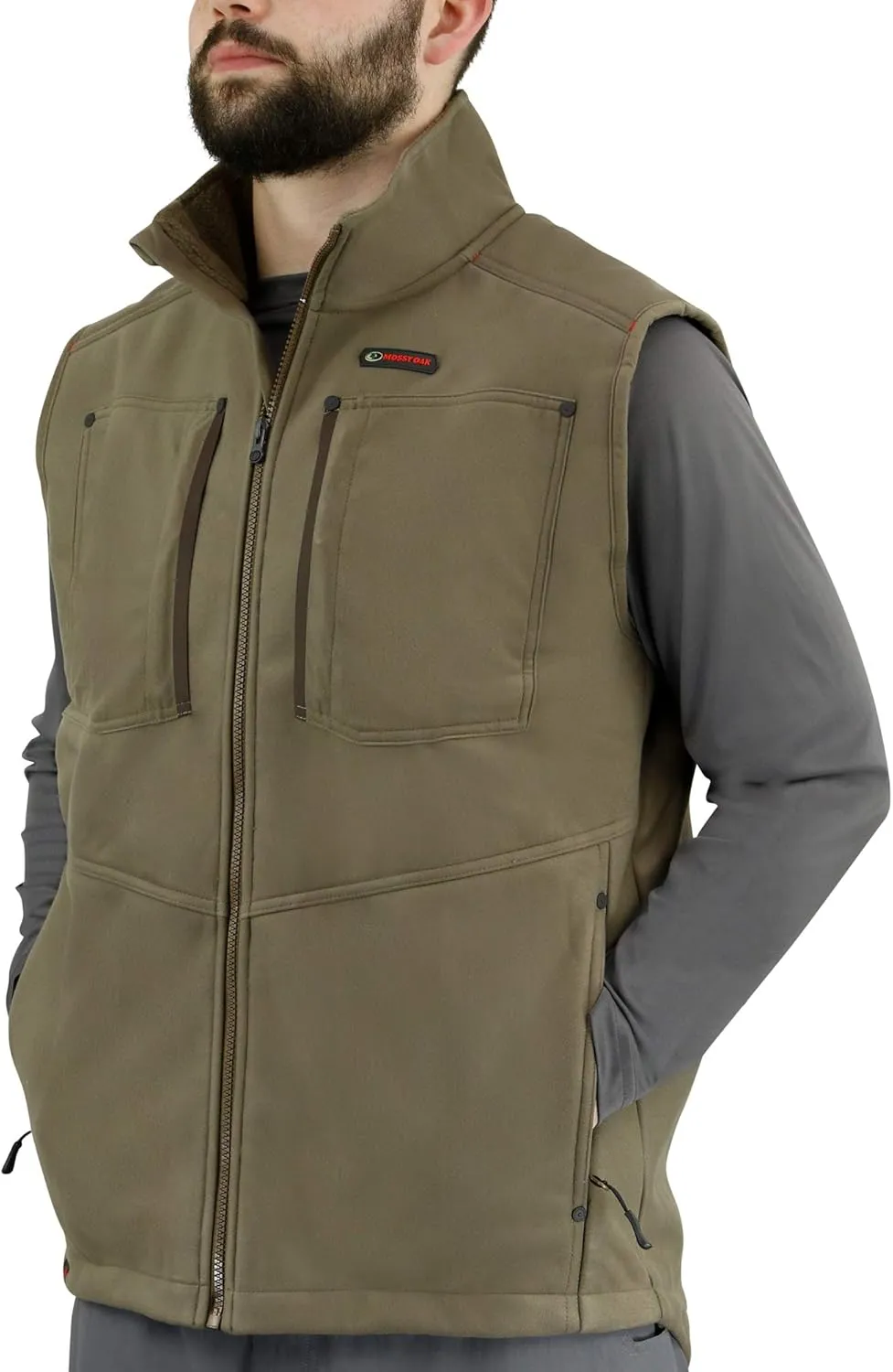Mossy Oak Winter Vest for Men, Mens Fleece Vest, Sherpa Camp Vest