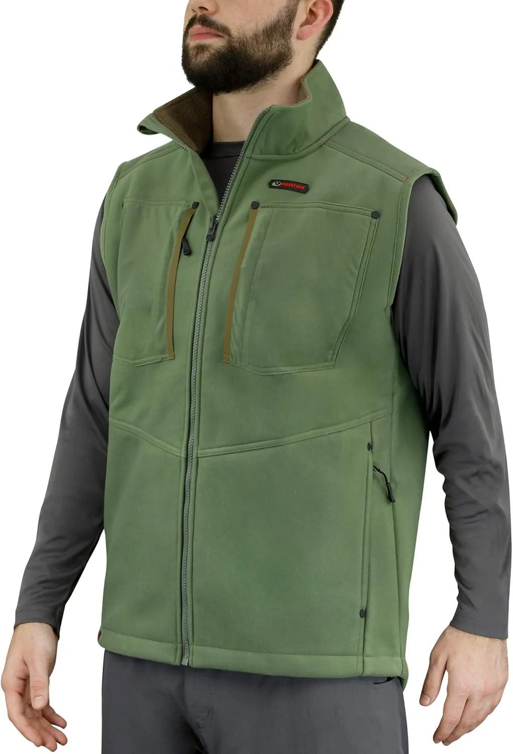 Mossy Oak Winter Vest for Men, Mens Fleece Vest, Sherpa Camp Vest