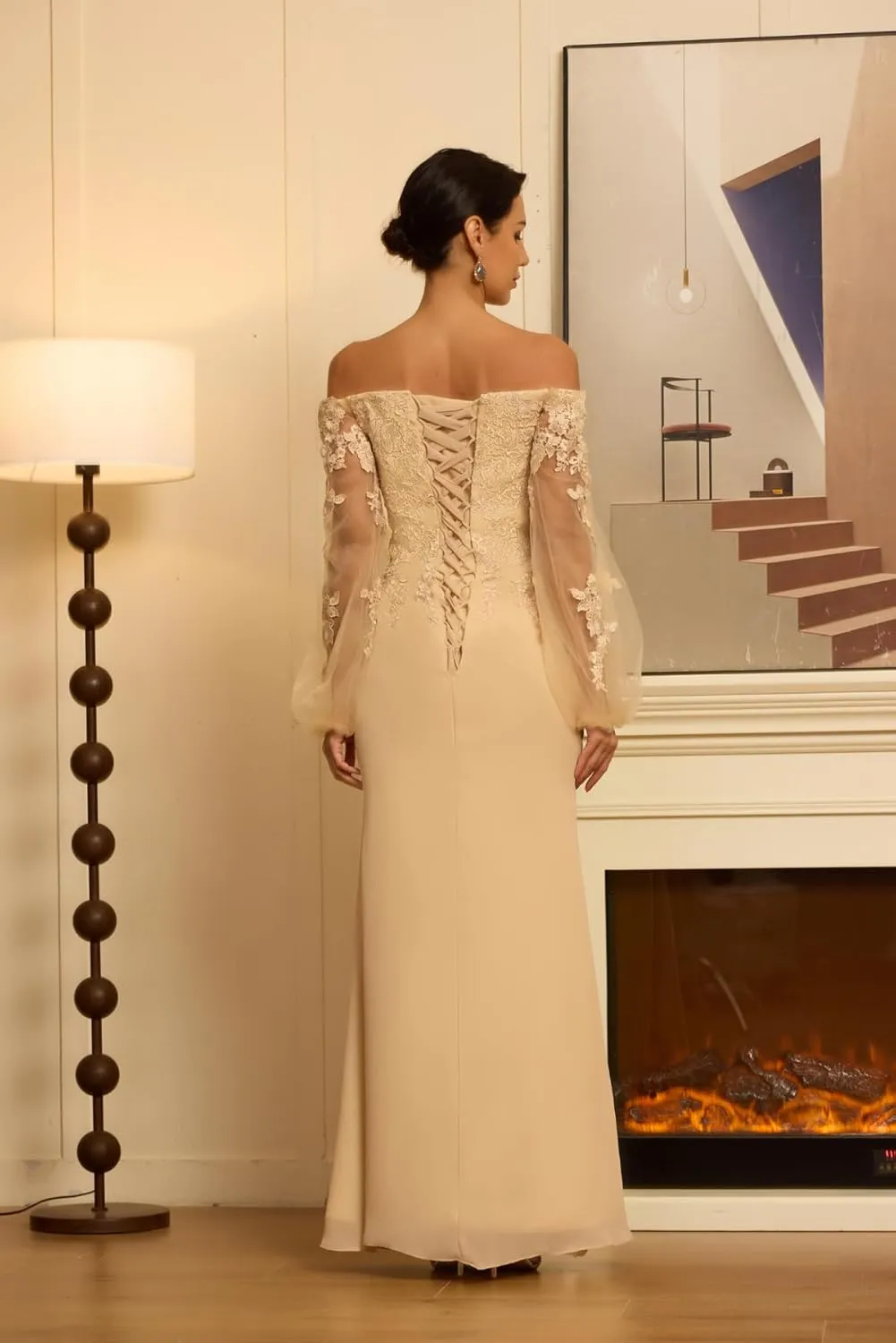 Mother of The Bride Dresses Laces Applique Evening Gown 2025 Long Sleeve Chiffon Wedding Guests Dress