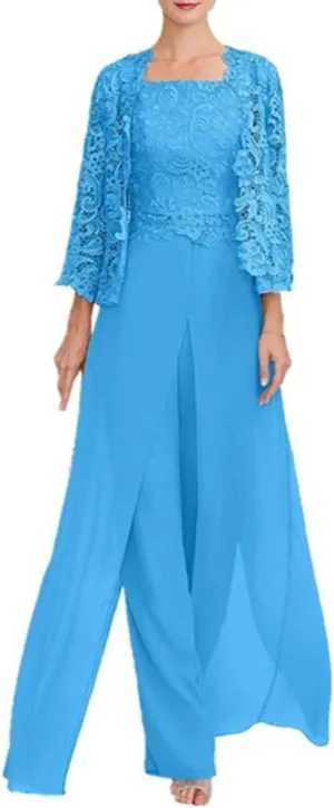 Mother of The Bride Pants Suits 3 Pieces Outfit Set Evening Gowns for Women Mother of The Groom Dresses LS40