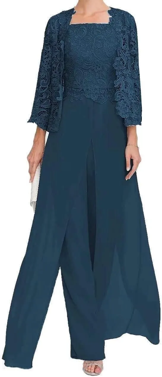 Mother of The Bride Pants Suits 3 Pieces Outfit Set Evening Gowns for Women Mother of The Groom Dresses LS40