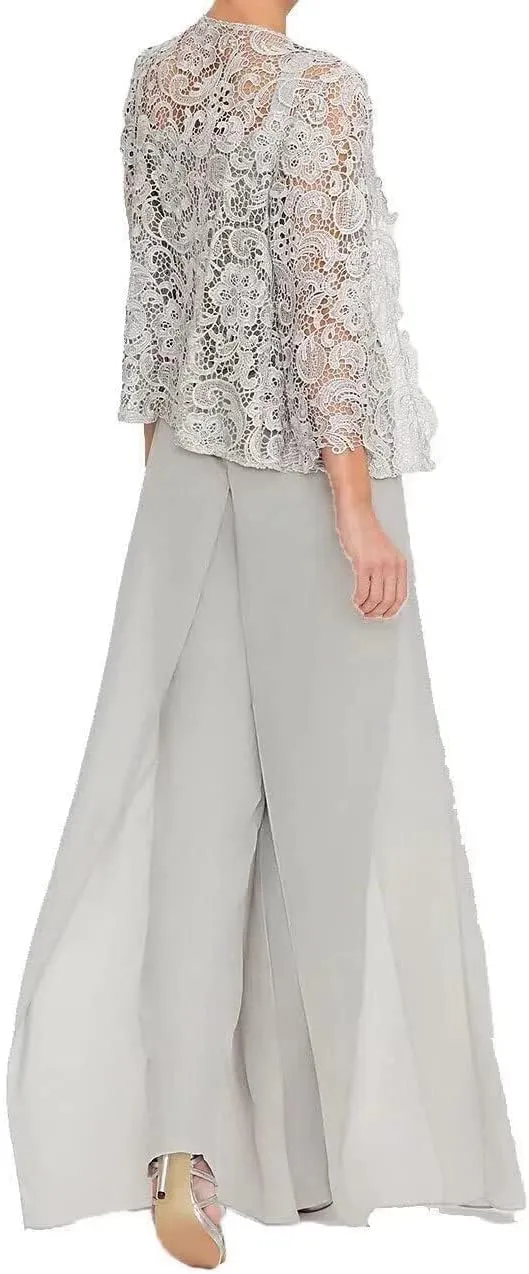 Mother of The Bride Pants Suits 3 Pieces Outfit Set Evening Gowns for Women Mother of The Groom Dresses LS40