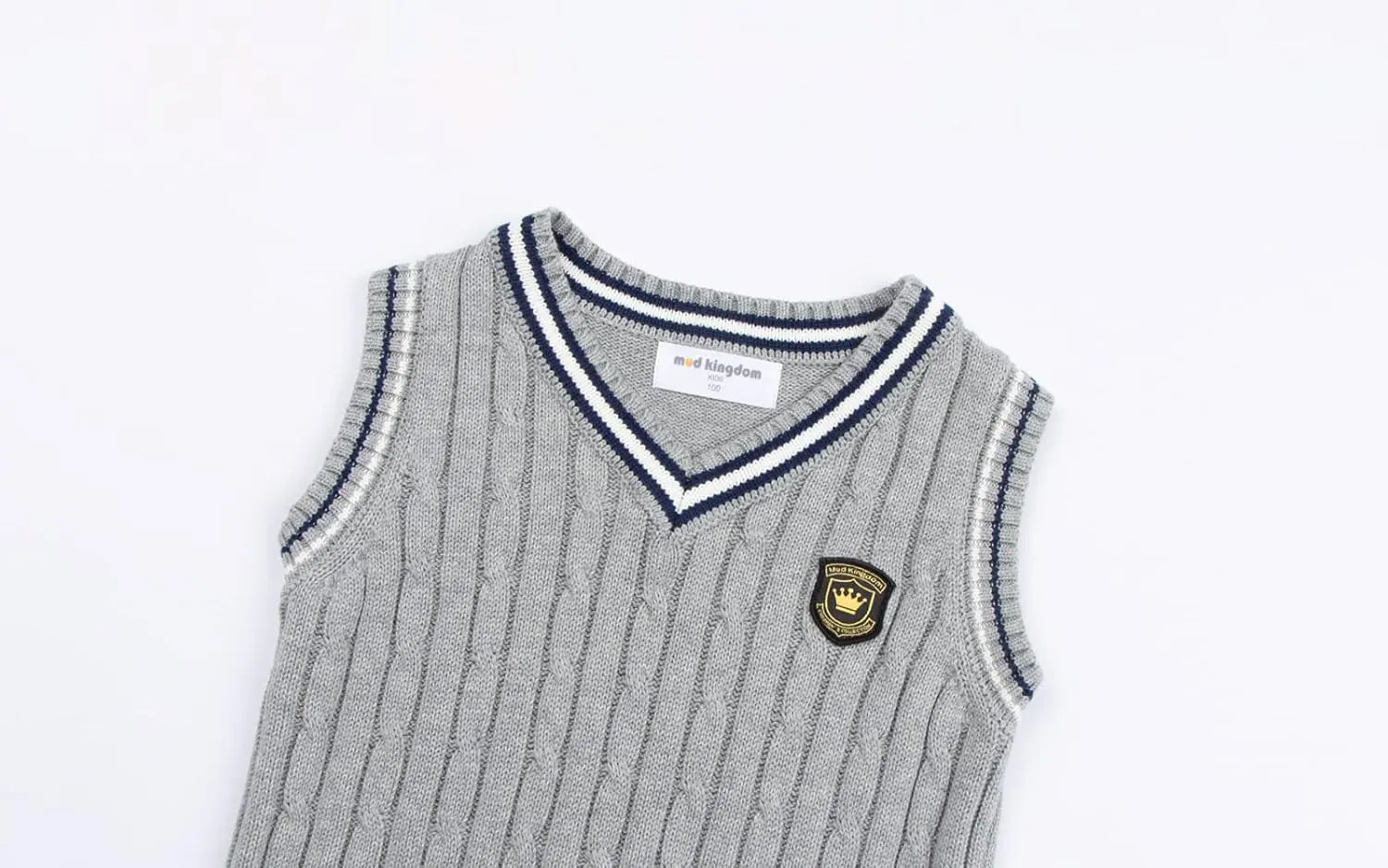 Mud Kingdom Boys and Toddlers' Uniform Cotton V-Neck Sweater Vest Knitted School