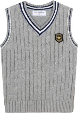 Mud Kingdom Boys and Toddlers' Uniform Cotton V-Neck Sweater Vest Knitted School