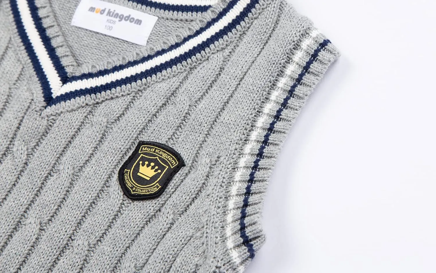 Mud Kingdom Boys and Toddlers' Uniform Cotton V-Neck Sweater Vest Knitted School