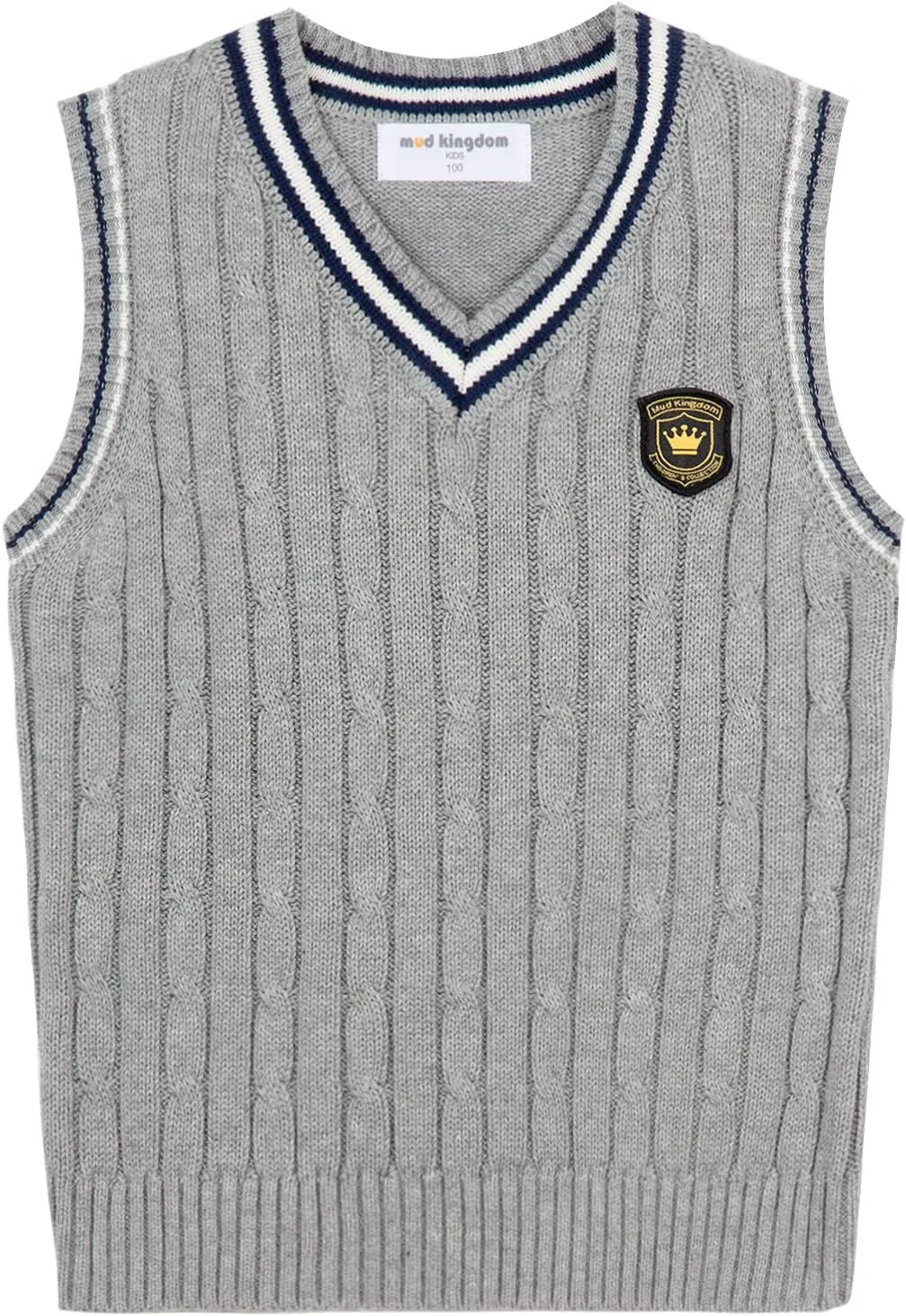Mud Kingdom Boys and Toddlers' Uniform Cotton V-Neck Sweater Vest Knitted School